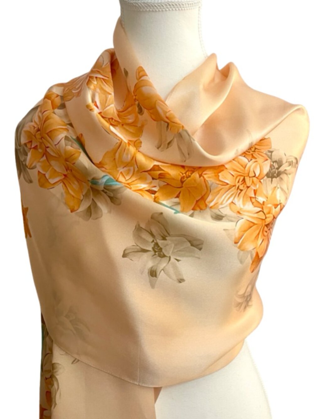 Shanghai Story 100% Mulberry Silk Floral Shawl Wrap 66" x 20.5" NWT